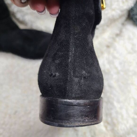 Jimmy Choo Black Suede Leather Mid Calf Fur Lined Boots sz 36.5 - Picture 4 of 10